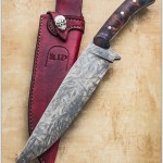 14.5 inch camp knife, 8.5 inch blade, 1/4 inch thick Antiques O1 tool steel, handle is stabilized Desert Ironwood burl by Nicholson. RIP803