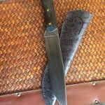 Antiqued O1 tool steel 12” overall 6.5” blade,water buffalo handle 1/4” thick